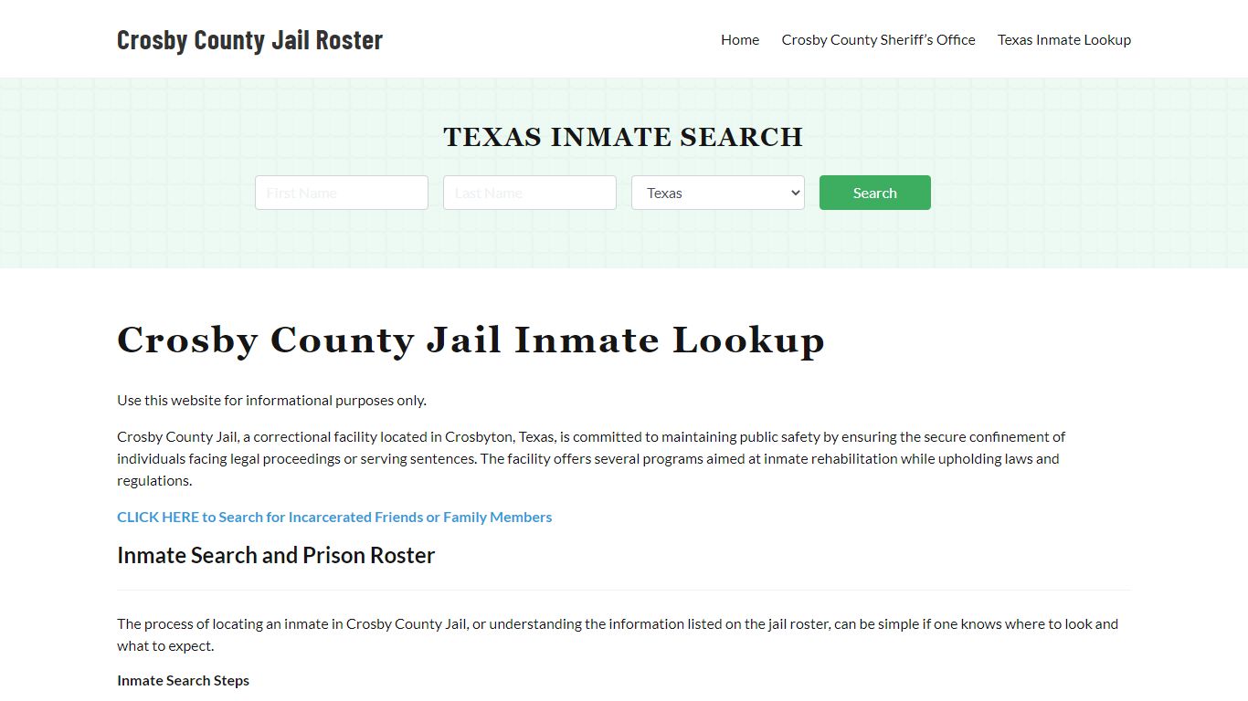 Crosby County Jail Roster Lookup, TX, Inmate Search