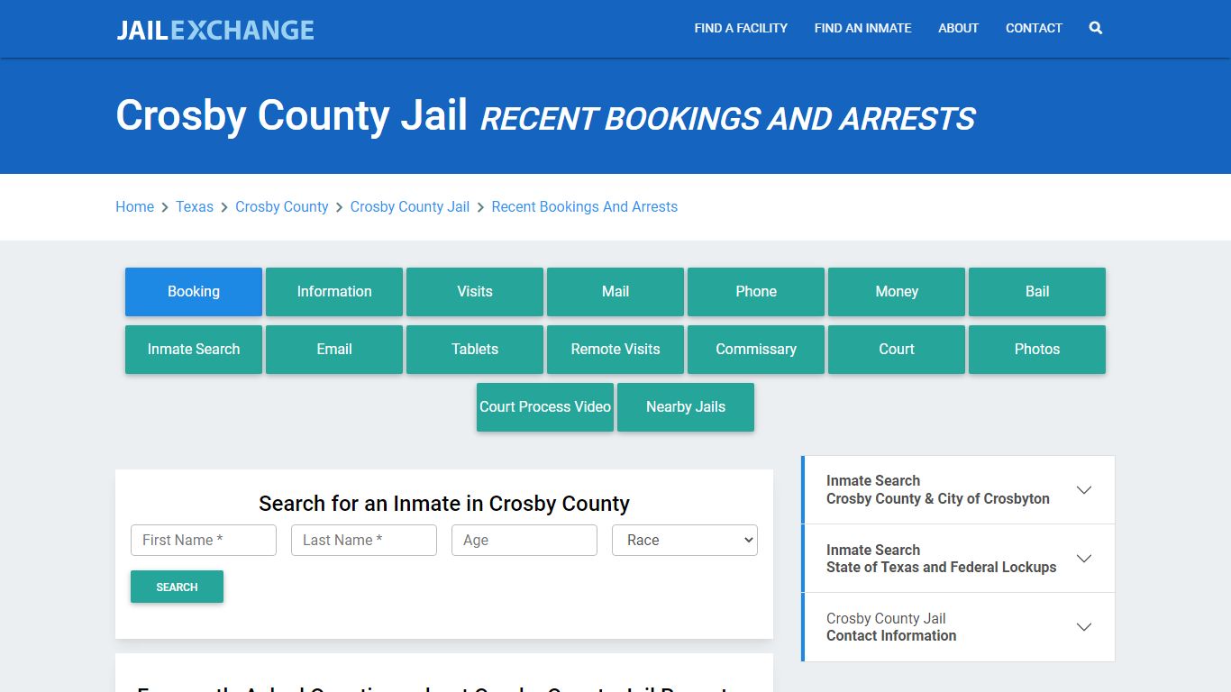 Crosby County Jail Recent Bookings And Arrests - Jail Exchange